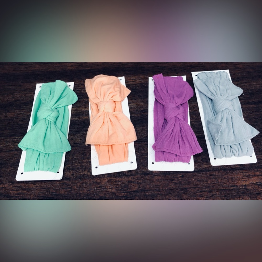 Bundle 4K baby girl’s hand bands Bow nylon ultra Soft stretchy. Newborn-toddler